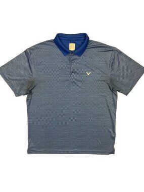 Callaway Golf Shirt Opti-Dri Stretch Performance Polo Zig Zag Blue Large